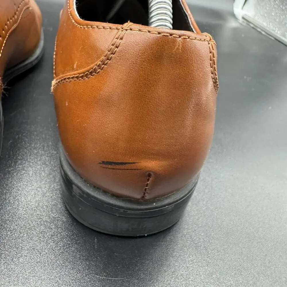 Stacy Adams Oxford Atwell Cognac Dress Shoes 43373-221 Boy's Size 4M Wedding EUC